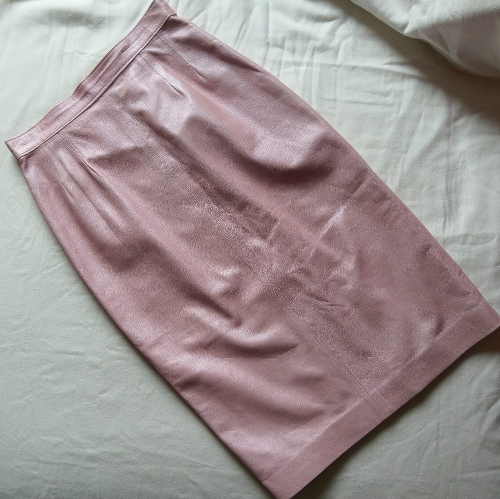 Shimmery Pink Leather Skirt